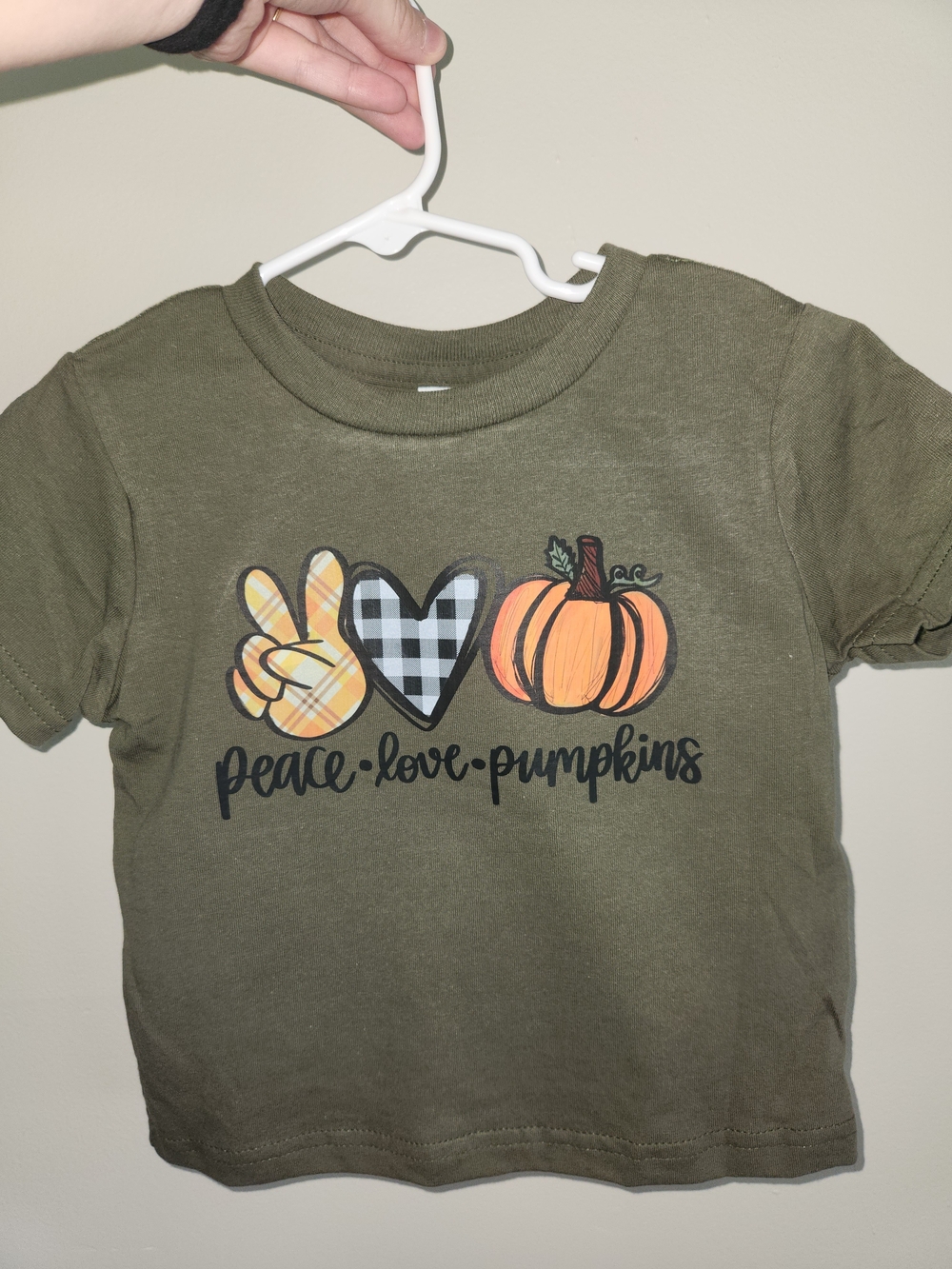 Kids Olive Green 'Peace Love Pumpkins' Graphic Tee